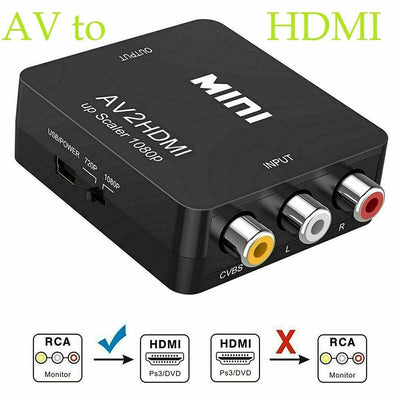 Rca to Hdmi Converter 1080p Rca Composite Av to Hdmi Video Audio Converter Adapter Compatible with Wii Ps2 Xbox Support Pal/ntsc with Usb Power Cable