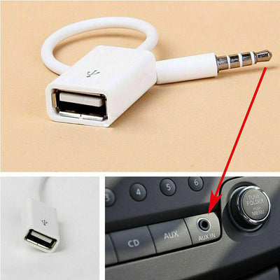 Male Cable Plug Aux Jack 3.5mm Audio to Usb 2.0 Female Converter Cord Play Mp3