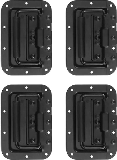 2x Heavy Duty Recessed Spring Handle Steel Black for Rack Flight Road Case