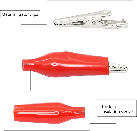 2x Battery Clamp Test Probe Electrical Large 45mm Alligator Clip Boot Clips Pair