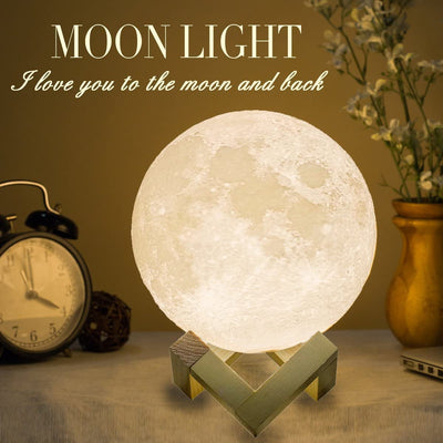 CR Lite 20cm Large Moon Lamp 16 Colour Night Light Home Decoration With Brightness Adjust Touch And Remote Control With Wooden Base