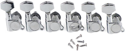 Electric Guitar Tuning Machine Head 6 In Line Sealed Chrome Keys Pegs Kit Set