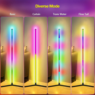 CORNER FLOOR LAMP RGB DREAM LED 120CM TALL SMART APP AND REMOTE CONTROL MUSIC SYNC RGB COLOR CHANGING LAMP