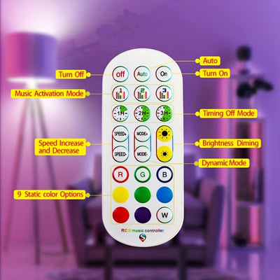 CORNER FLOOR LAMP RGB DREAM LED 120CM TALL SMART APP AND REMOTE CONTROL MUSIC SYNC RGB COLOR CHANGING LAMP