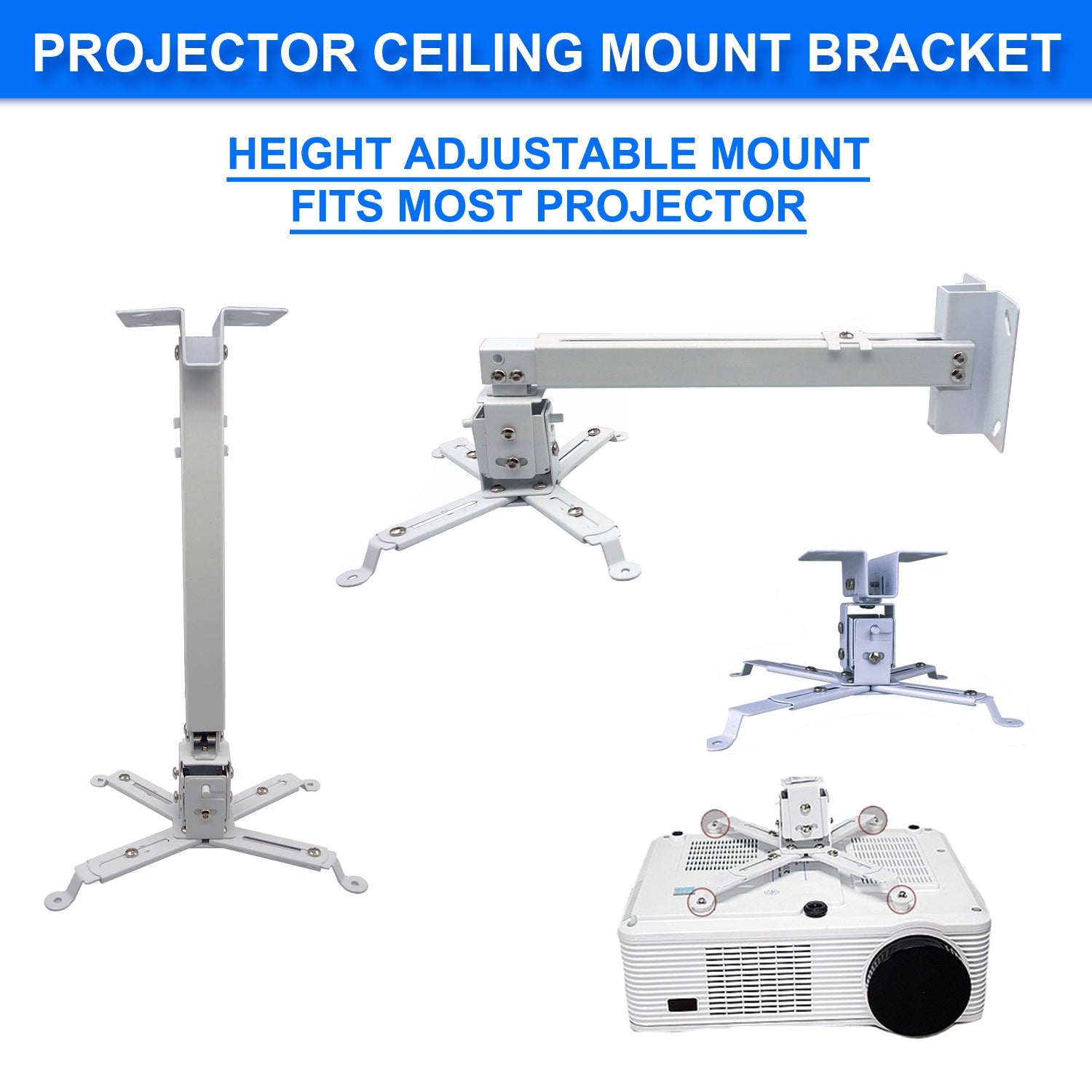 Adjustable LCD LED DLP Projector Bracket Ceiling Wall Tilt Mount Extension BAR