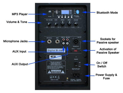 2x 15" Inch 1800w Bluetooth Portable Sound System + Active Speaker Battery Operate USB Record 2 Microphones