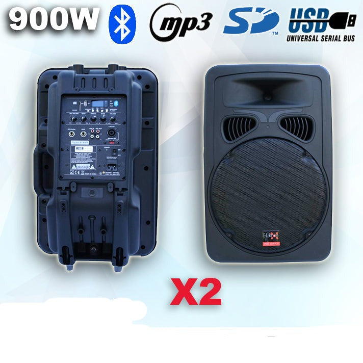 2800w Bluetooth Sound System with 2x15" Inch Active Speakers + 18" Active Subwoofer + Stands + UHF Wireless Mics