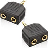 Headphone Splitter 3.5mm Jack 2x Stereo socket Plug Audio AUX Cable Adapter Gold