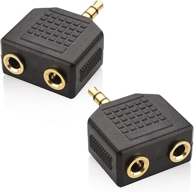 Headphone Splitter 3.5mm Jack 2x Stereo socket Plug Audio AUX Cable Adapter Gold