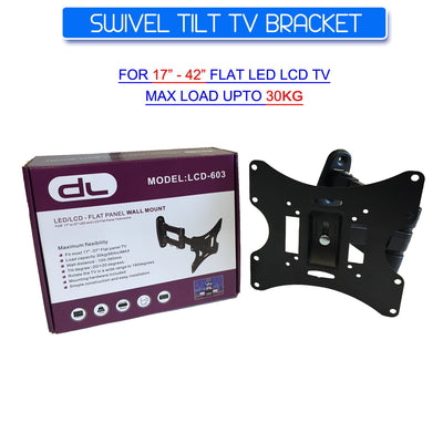 Full Motion TV Wall Bracket Swivel Tilt 17"-42" Lcd Led Plasma TV Monitor Vesa Bracket Compatible with Vesa 400x400 30kg Capacity