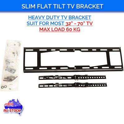 Slim Tilt Flat TV Wall Mount for 32"-70" Led Lcd Plasma TV Monitor Bracket Max Load Capacity Up to 60kg