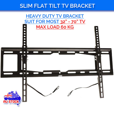 Slim Tilt Flat TV Wall Mount for 32"-70" Led Lcd Plasma TV Monitor Bracket Max Load Capacity Up to 60kg