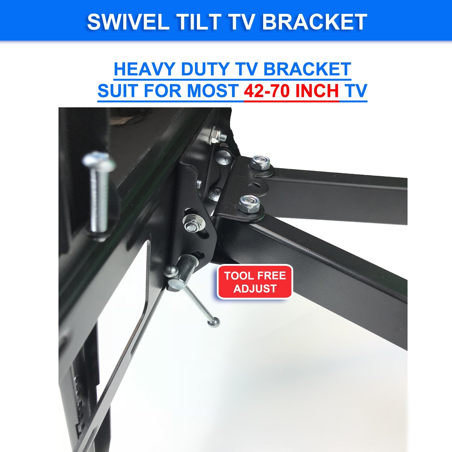Full Motion Articulating Swivel Tilt Lcd Led Flat TV Wall Mount Bracket for 42"-70" Tvs Easy to Install 70kg Capacity