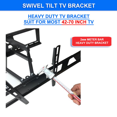Full Motion Articulating Swivel Tilt Lcd Led Flat TV Wall Mount Bracket for 42"-70" Tvs Easy to Install 70kg Capacity