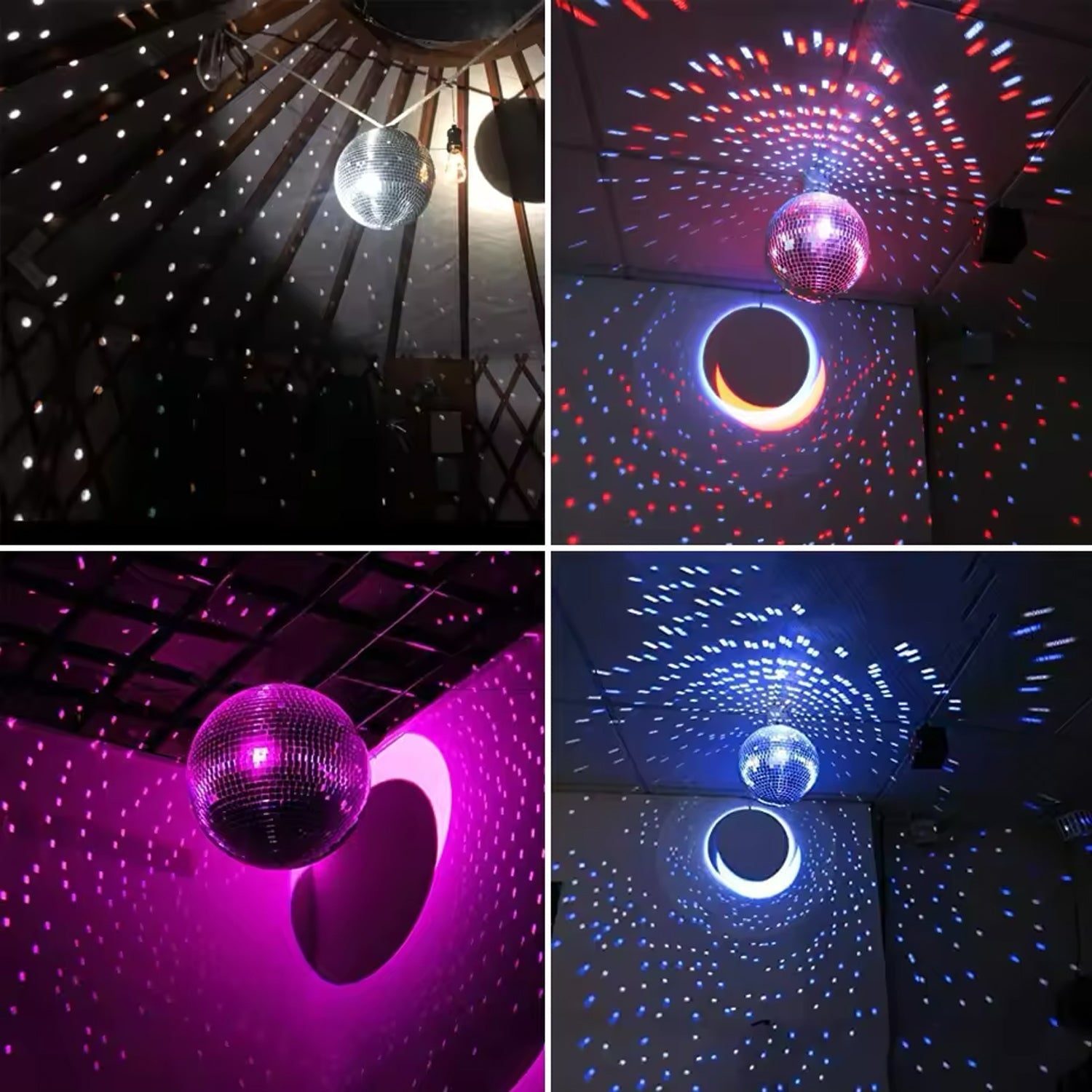 4 Pack 10 inch Mirror Disco Balls (2 Gold + 2 Silver) Reflective Hanging Decoration for Parties Events Weddings & Home Decor