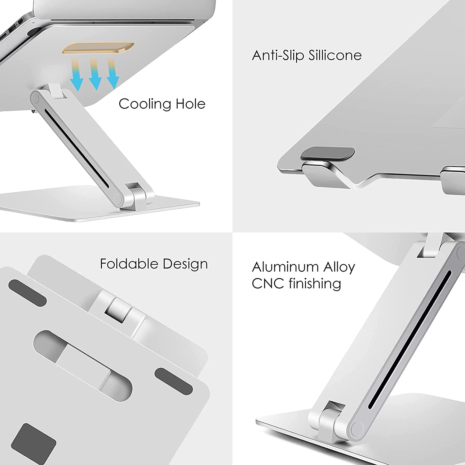 DL Foldable Laptop Stand Riser Ergonomic Desk Mount Aluminum Alloy Height & Tilt Adjustable Compatible with 10-17Notebook MacBook Max Load 8kg