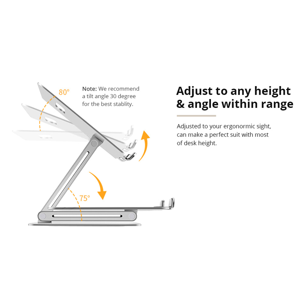 DL Foldable Laptop Stand Riser Ergonomic Desk Mount Aluminum Alloy Height & Tilt Adjustable Compatible with 10-17Notebook MacBook Max Load 8kg