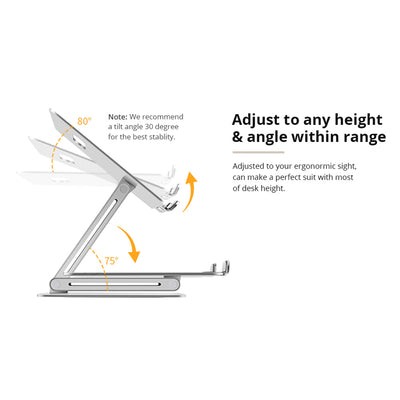DL Foldable Laptop Stand Riser Ergonomic Desk Mount Aluminum Alloy Height & Tilt Adjustable Compatible with 10-17Notebook MacBook Max Load 8kg