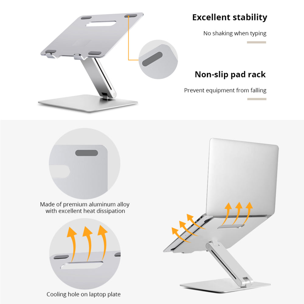 DL Foldable Laptop Stand Riser Ergonomic Desk Mount Aluminum Alloy Height & Tilt Adjustable Compatible with 10-17Notebook MacBook Max Load 8kg