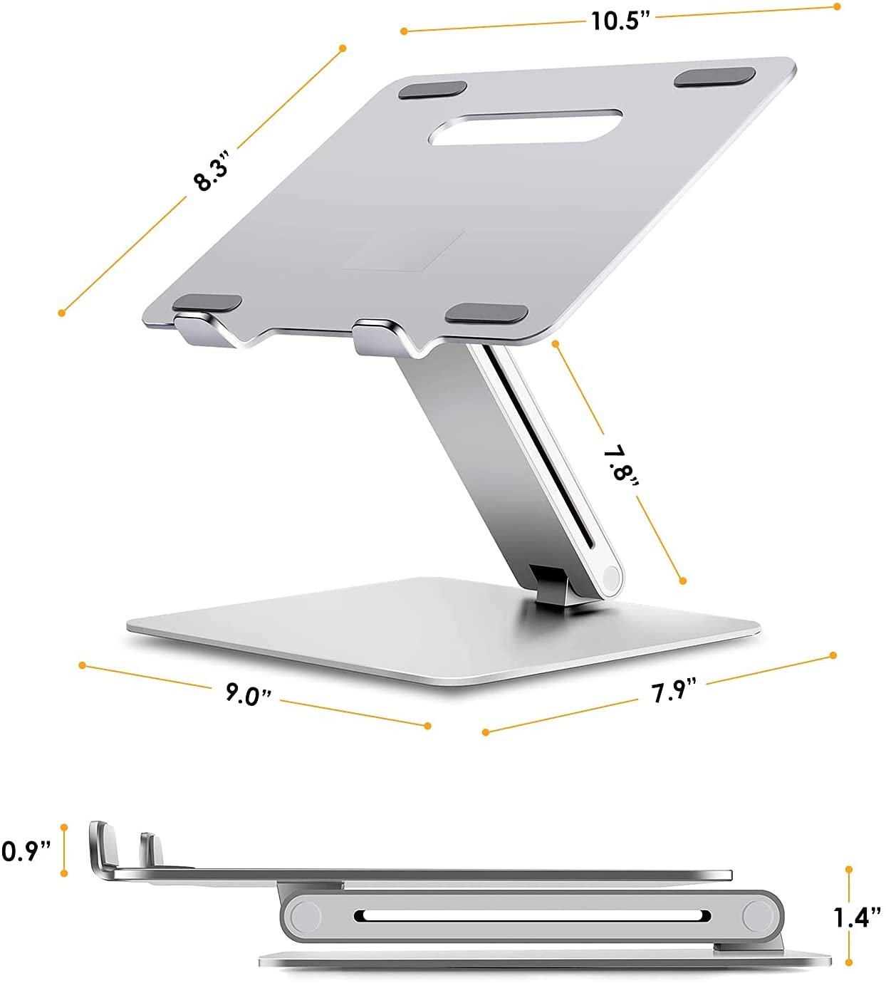DL Foldable Laptop Stand Riser Ergonomic Desk Mount Aluminum Alloy Height & Tilt Adjustable Compatible with 10-17Notebook MacBook Max Load 8kg