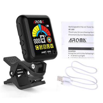 Aroma AT-102 Rechargeable Chromatic Clip-On Tuner for Guitar Ukulele violin