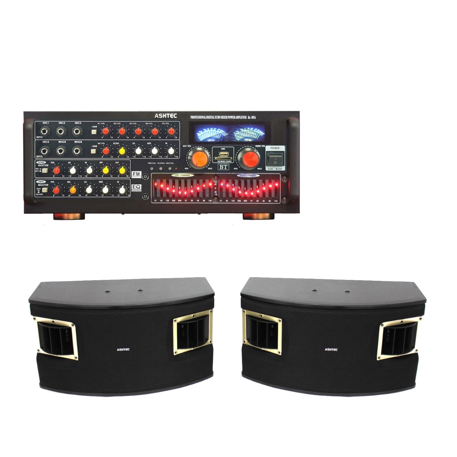 1200W Bluetooth Powered Mixer Amplifier + Speakers