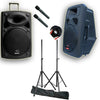 E-Lektron 2x12" Inch 1500w Bluetooth Portable+active Loud Speaker Set Sound System with 2 Microphones and Stands