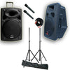 2x15" Inch 1800w Bluetooth Portable Active Speaker Set Sound System + 2 Microphones + Stands