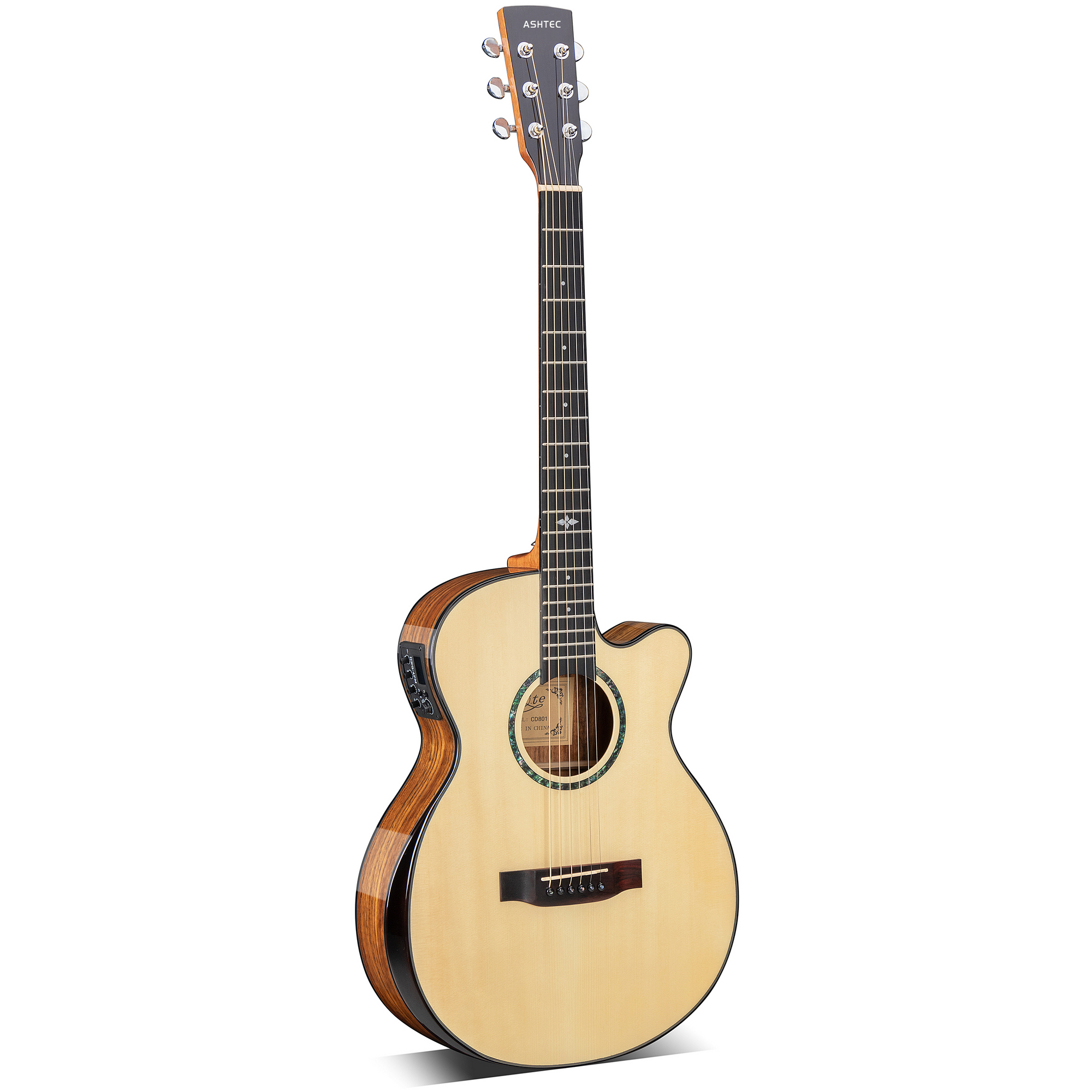 ASHTEC AS801 Premium Slim Body Electric Acoustic Guitar