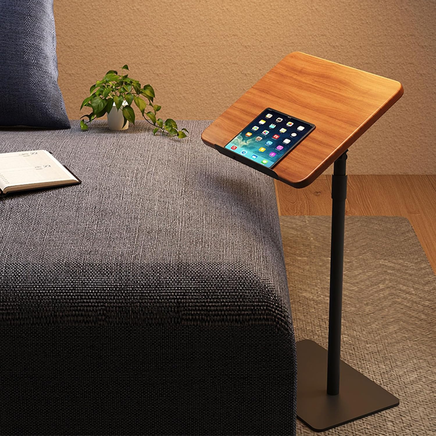 Overbed or Couch Table for Laptop Tablet Food C Shape Height Adjustable 60 to 80 CM