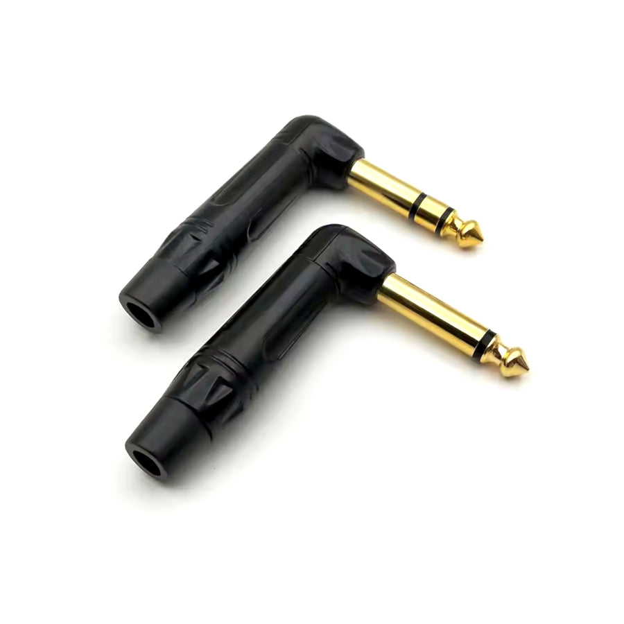 Premium 1/4" Guitar jack 6.35mm TS / TRS 90° L-shaped Right Angle Plug Stereo or Mono