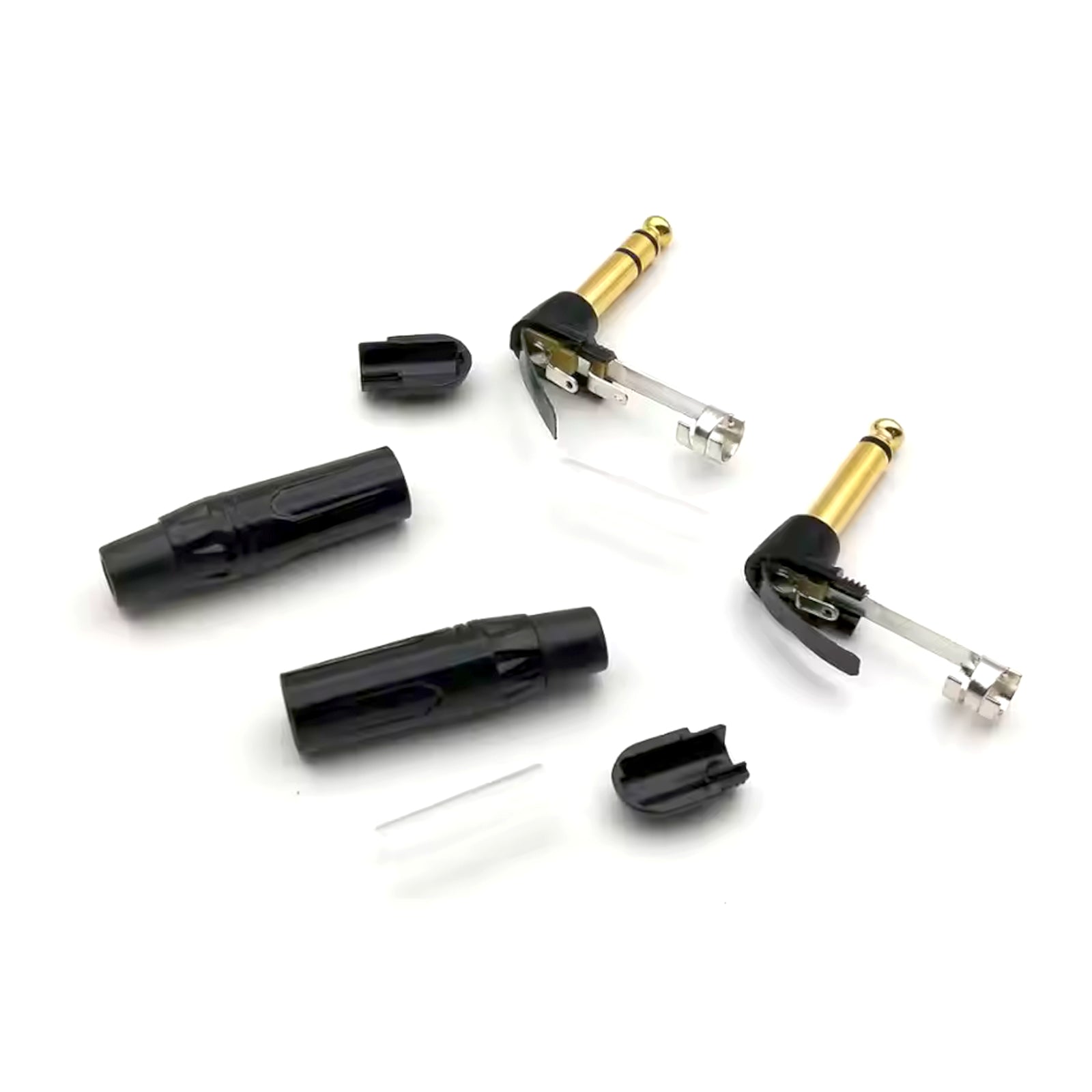 Premium 1/4" Guitar jack 6.35mm TS / TRS 90° L-shaped Right Angle Plug Stereo or Mono
