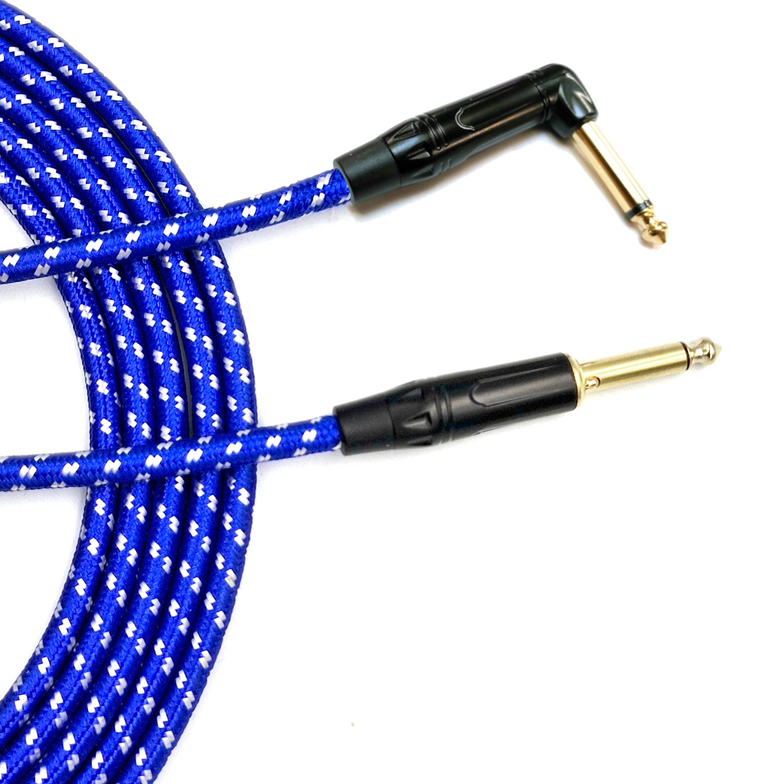 Australian Made Silent Guitar Lead Cable 1/4" 6.35mm Straight or Right Angle Black or Blue Tweed
