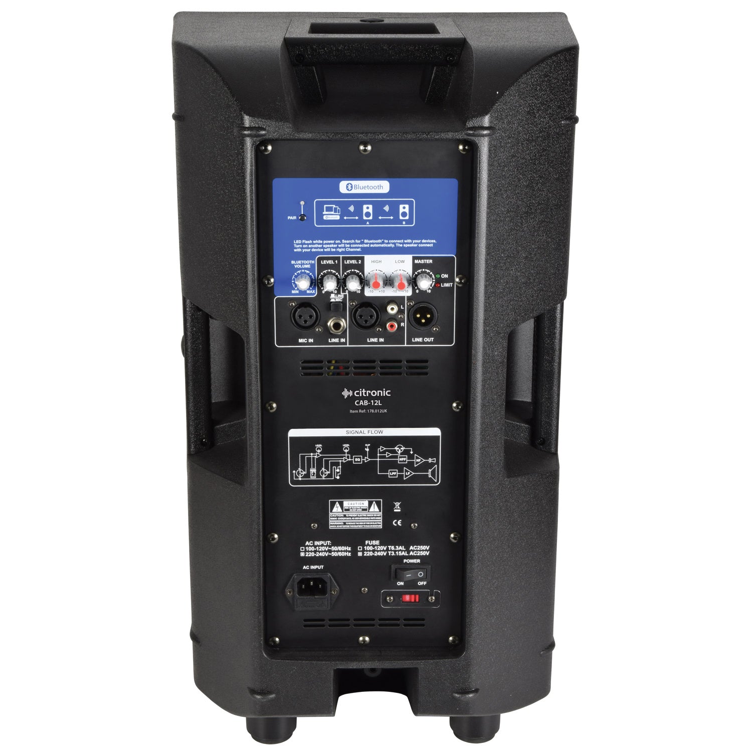 12L 2x 12" inch Bluetooth Stereo Linkable 2400w PA Powerful Loud Active Digital AMP Mixer Speakers With Stands