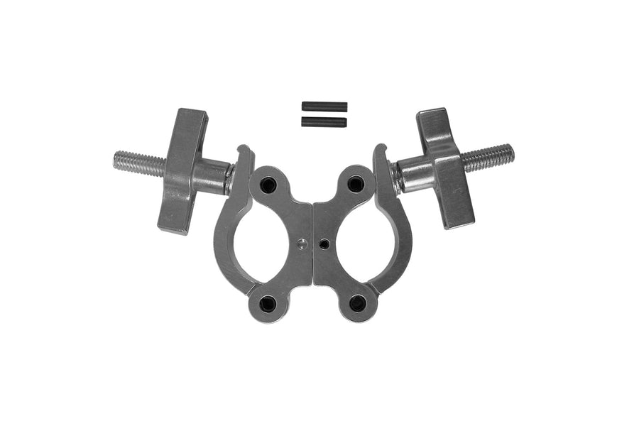 Event Lighting CLAMPDP50S - Aluminium Double Swivel Pipe Clamp (Suits 38-51mm) - Silver