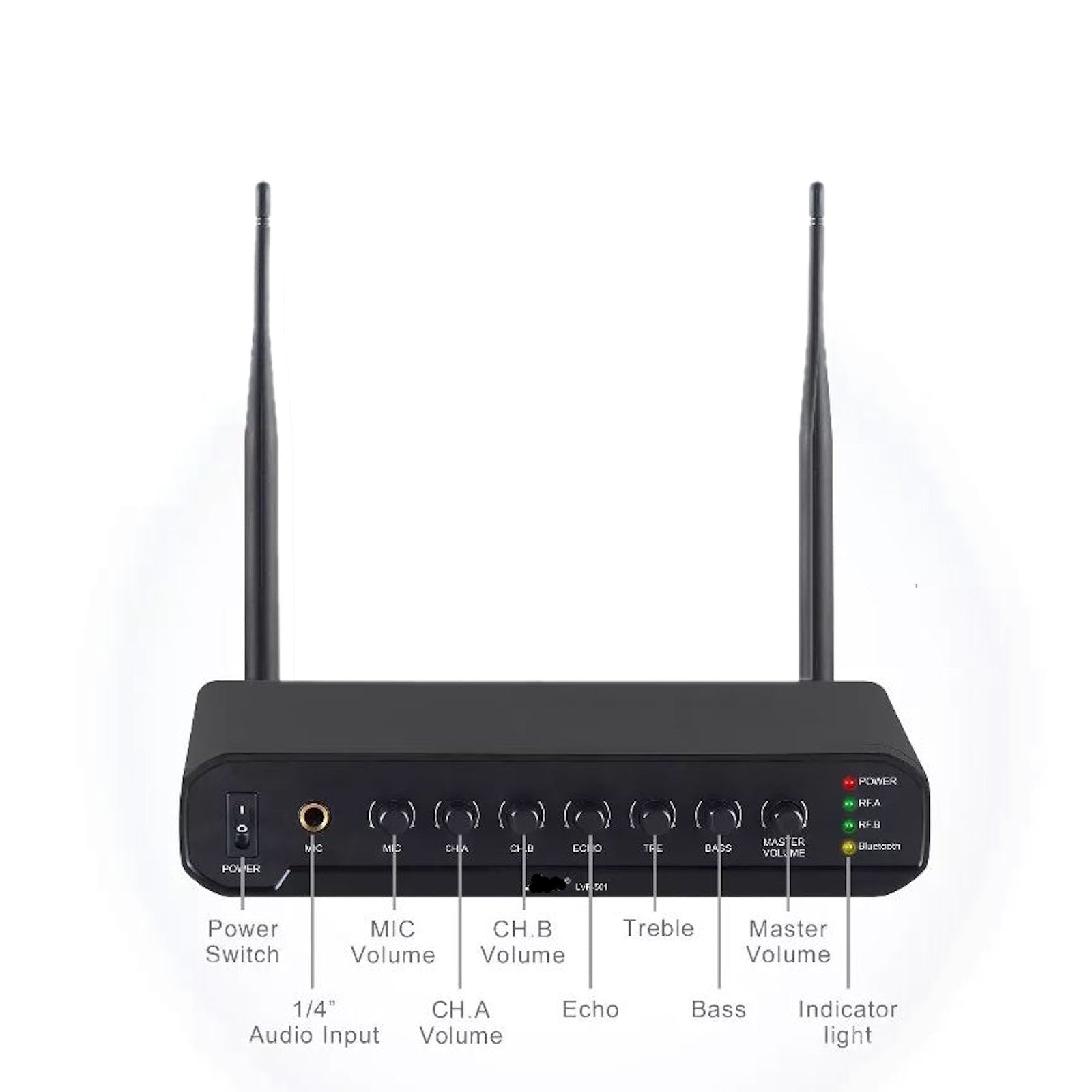 Wireless Microphone System for Karaoke with Bluetooth Audio Streaming Mixer