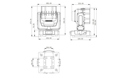 DELUGEM120WFX - IP65 Moving Head Zoom Wash with 120W RGBL + 48 x 1W RGBWW LEDs