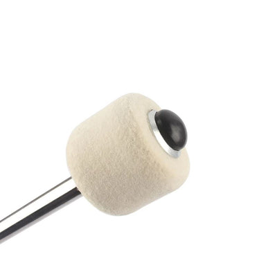 Pack of 2 Bass Drum Mallet Felt Head Percussion Mallets Timpani Sticks with Stainless Steel Handle, Beige White