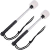 Pack of 2 Bass Drum Mallet Felt Head Percussion Mallets Timpani Sticks with Stainless Steel Handle, Beige White