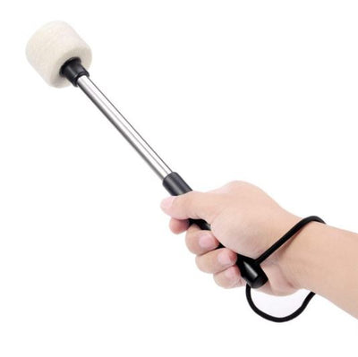 Pack of 2 Bass Drum Mallet Felt Head Percussion Mallets Timpani Sticks with Stainless Steel Handle, Beige White