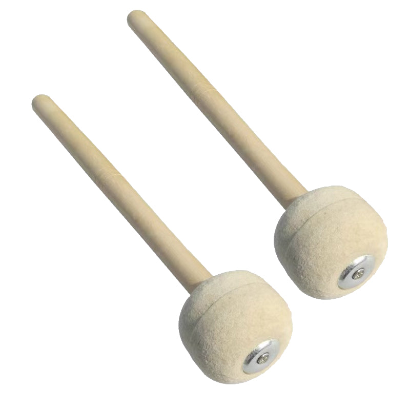 Pack of 2 Bass Drum Mallet Felt Head Percussion Mallets Timpani Sticks Wooden Handle