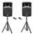 1800w 2x 15" Inch  PA Speakers Bluetooth TWS Wireless Linkable Loud Portable Sound System Recording + 4 UHF Mics + Stands