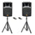 1400w 2x12" Inch Bluetooth Wireless Linkable Portable PA Speakers Sound System Recording + 4 Uhf Mics + Stands