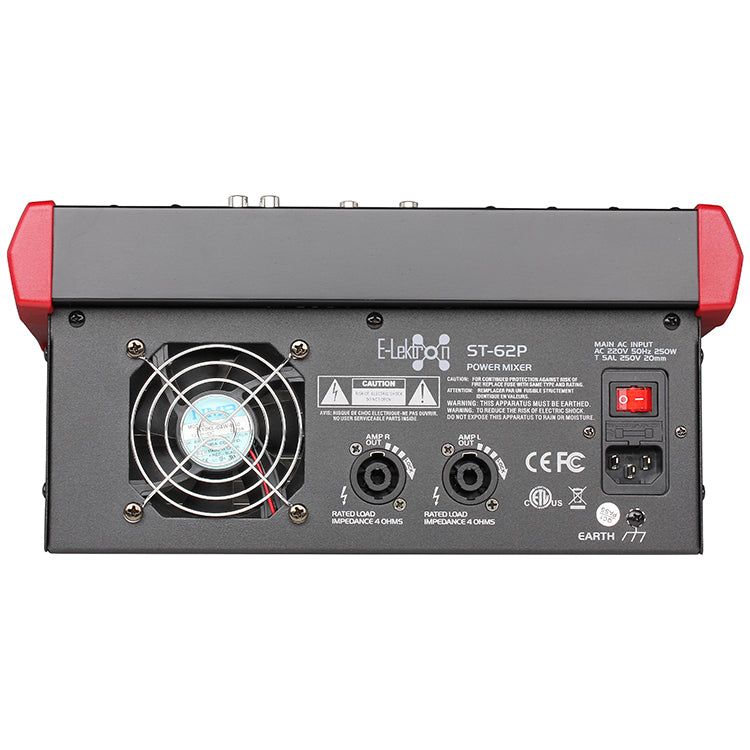 E-Lektron ST-62P 6-Channel 500w Powered Audio Mixer USB SD 7-Band EQ Mono MP3 Digital Effects Dj Console