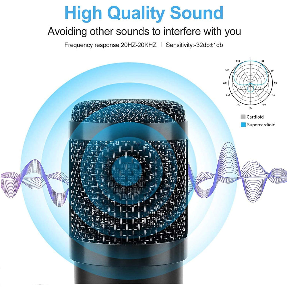 E-Lektron Usb Condenser Mic Recording Pc Plug & Play Studio Microphone for Mac Windows Gaming Podcast Online Chatting Streaming