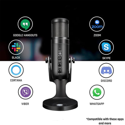 E-Lektron RGB Color Metal Condenser Microphone for Gaming Live Chat Sing Streaming on Pc Laptop with Usb Type-C Headphone Jack