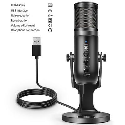 E-Lektron RGB Color Metal Condenser Microphone for Gaming Live Chat Sing Streaming on Pc Laptop with Usb Type-C Headphone Jack