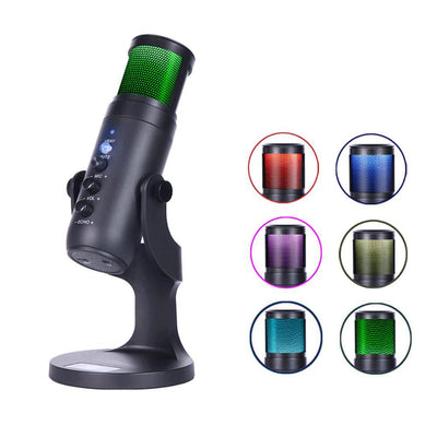RGB Color Metal Condenser Microphone for Gaming Live Chat Sing Streaming on Pc Laptop with Usb Type-C Headphone Jack
