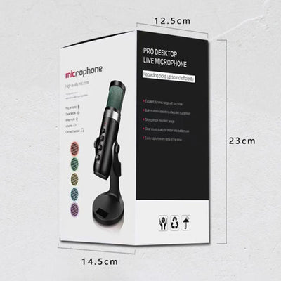 RGB Color Metal Condenser Microphone for Gaming Live Chat Sing Streaming on Pc Laptop with Usb Type-C Headphone Jack