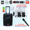 Portable Bluetooth Speaker PA Sound System 10″ Inch 500w Compact Lightweight Battery + 1x Wireless Mic + 2x Wireless Headset